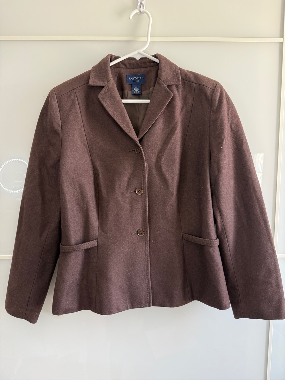 Ann Taylor Chocolate Brown Wool-Blend Blazer